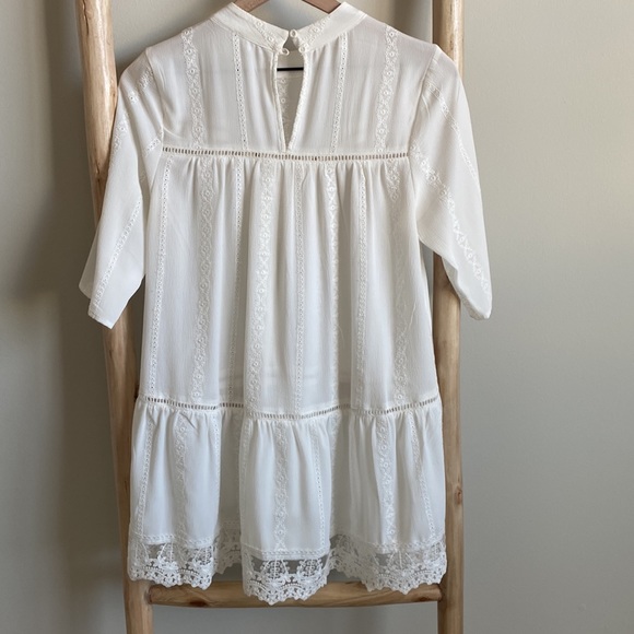Nordstrom Leith Lace Hem White Peasant Tunic Top Sz Medium - Picture 7 of 7